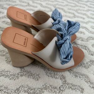 Dolce Vita Cream and Blue Mules